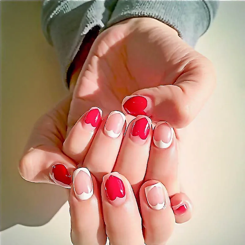 Girls Cute Red Heart Printing False Nails Women Lovely Pre-design Full Cover Artificial Nails With Glue Bride Wedding Fake Nails
Girls Cute Red Heart Printing False Nails Women Lovely Pre-design Full Cover Artificial Nails With Glue Bride Wedding Fake Nails