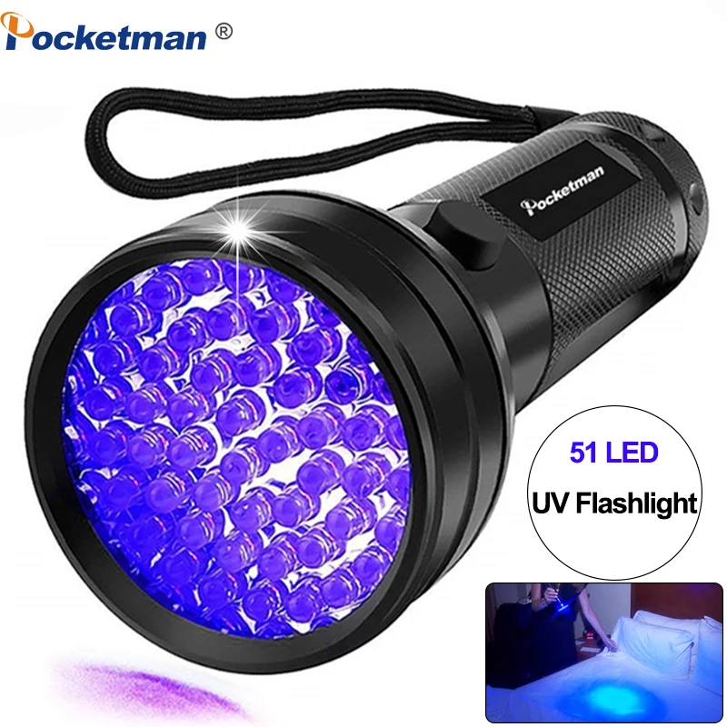 

UV Flashlight Black Light, 51 LED 395 nM Ultraviolet Torch Blacklight Detector for Dog Urine, Pet Stains and Bed Bug