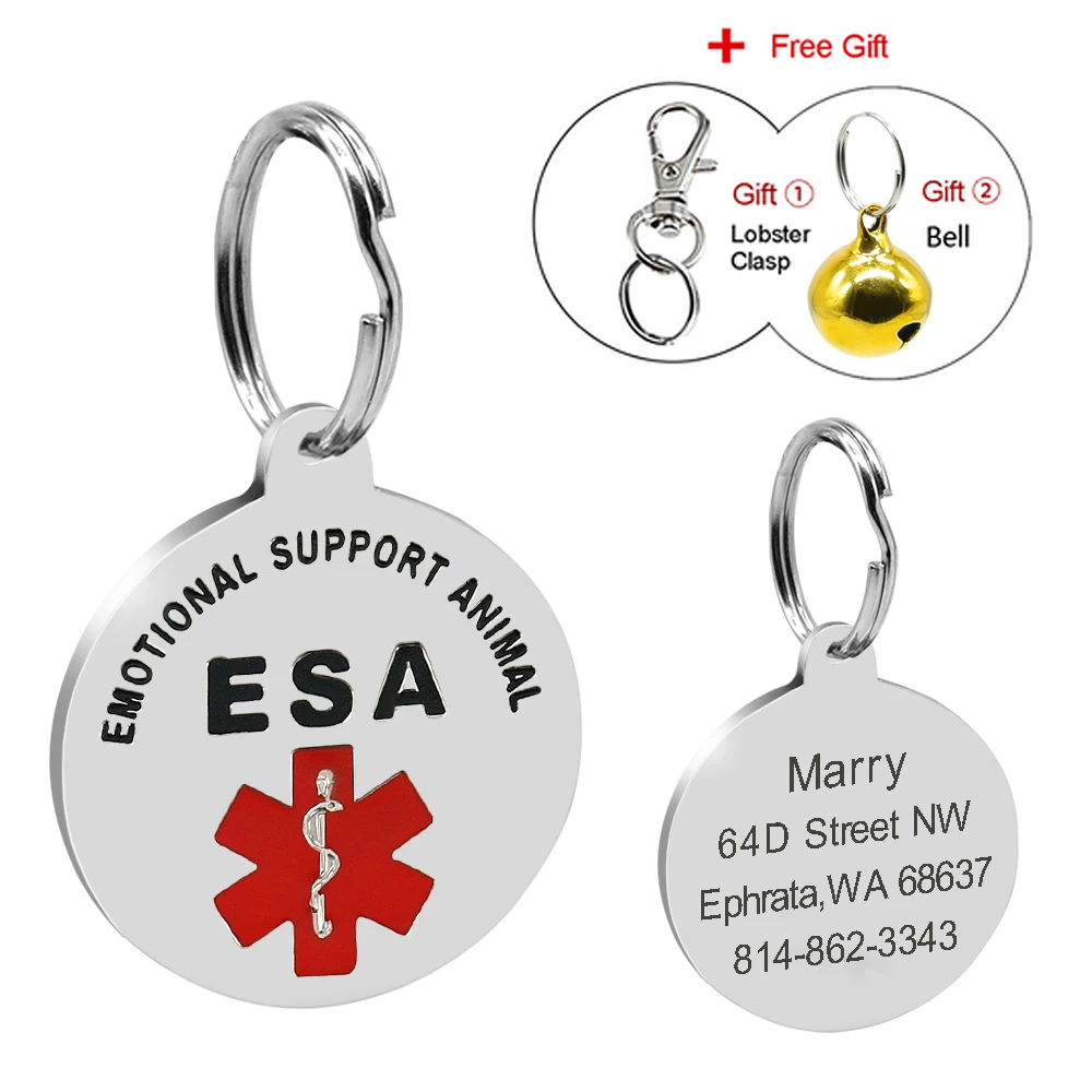 ESA Dog Tag Stainless Steel Dog Cat Id Tags Accessories Engraved Cat Puppy Tags for Small Medium Large Pet
ESA Dog Tag Stainless Steel Dog Cat Id Tags Accessories Engraved Cat Puppy Tags for Small Medium Large Pet