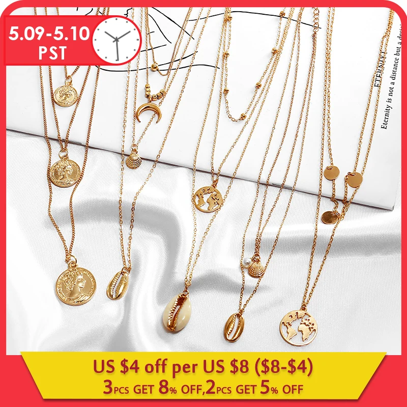 Buy 1 Get 1 Gift New Gold Sliver Multi layer Necklace For Women Girl Shell Choker Necklaces & Pendants 2019 Female Ocean Jewelry
Buy 1 Get 1 Gift New Gold Sliver Multi layer Necklace For Women Girl Shell Choker Necklaces & Pendants 2019 Female Ocean Jewelry