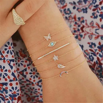 Ahmed 6 Pcs/Set Punk Butterfly Eye Star Moon Leaves Crystal Shiny Gold Multilayer Chain Bracelet Set Women Party Jewelry
Ahmed 6 Pcs/Set Punk Butterfly Eye Star Moon Leaves Crystal Shiny Gold Multilayer Chain Bracelet Set Women Party Jewelry