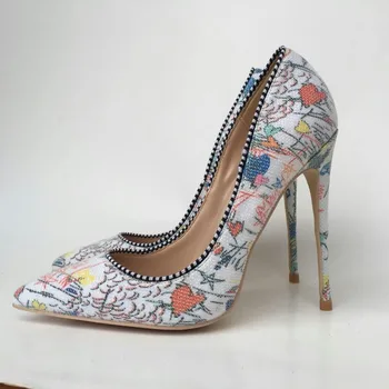 Keshangjia Plus woman shoes 2018 girls sexy high heels printed multi colors stilettos 12-10-8cm wedding shoes
Keshangjia Plus woman shoes 2018 girls sexy high heels printed multi colors stilettos 12-10-8cm wedding shoes