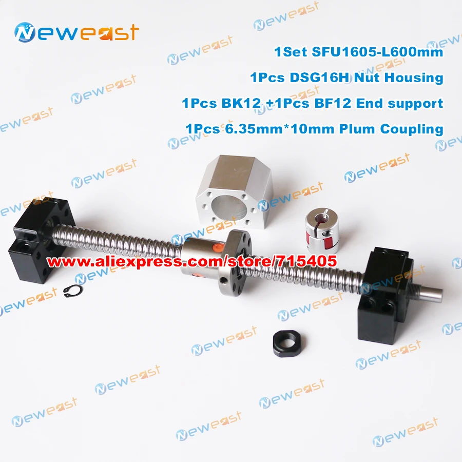 Anti Backlask Ballscrew kits SFU1605 600mm with Ballnut + end machining + BK12 BF12 support + DSG16H Nut Housing + plum Coupler
Anti Backlask Ballscrew kits SFU1605 600mm with Ballnut + end machining + BK12 BF12 support + DSG16H Nut Housing + plum Coupler