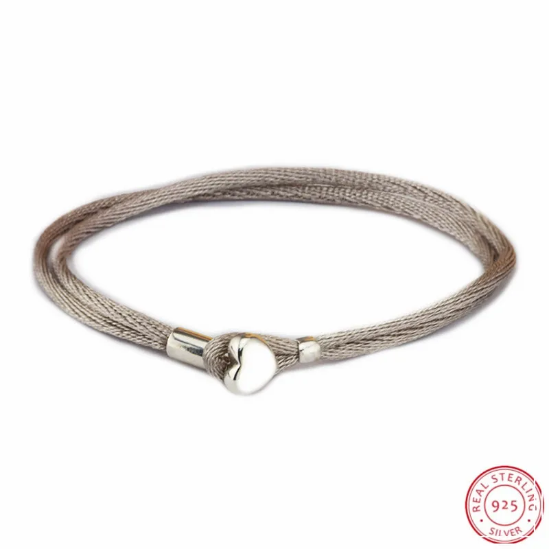 925 Sterling Silver Heart-shaped Clasp Grey Green Double Moments Fabric Cord Bracelets for Women Jewelry Making Wholesale PL803
925 Sterling Silver Heart-shaped Clasp Grey Green Double Moments Fabric Cord Bracelets for Women Jewelry Making Wholesale PL803