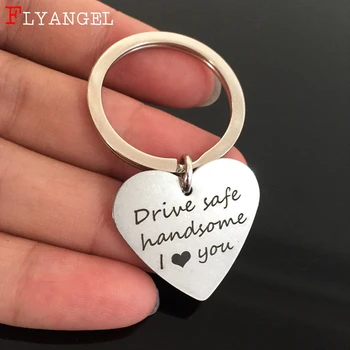 Custom Fashion Jewelry Keyring Engraved Drive Safe handsome/beautiful I Love You For Couples Gifts Stainless Heart Keychain
Custom Fashion Jewelry Keyring Engraved Drive Safe handsome/beautiful I Love You For Couples Gifts Stainless Heart Keychain