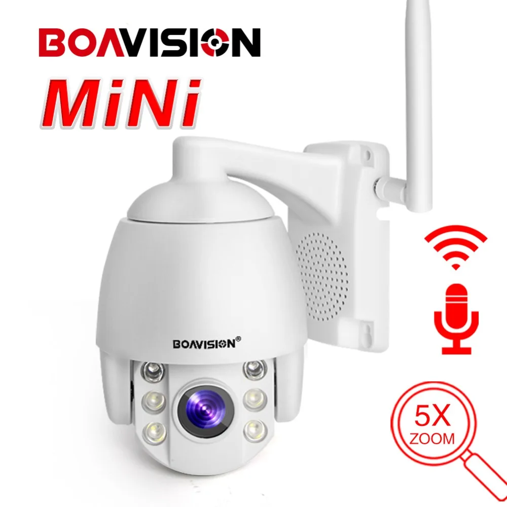 Super Mini 2.5 Inch 1080P Wireless PTZ Speed Dome IP Camera WIFI Outdoor IR 5X Zoom / 4mm Fixed Lens CCTV Security Camera Audio
Super Mini 2.5 Inch 1080P Wireless PTZ Speed Dome IP Camera WIFI Outdoor IR 5X Zoom / 4mm Fixed Lens CCTV Security Camera Audio