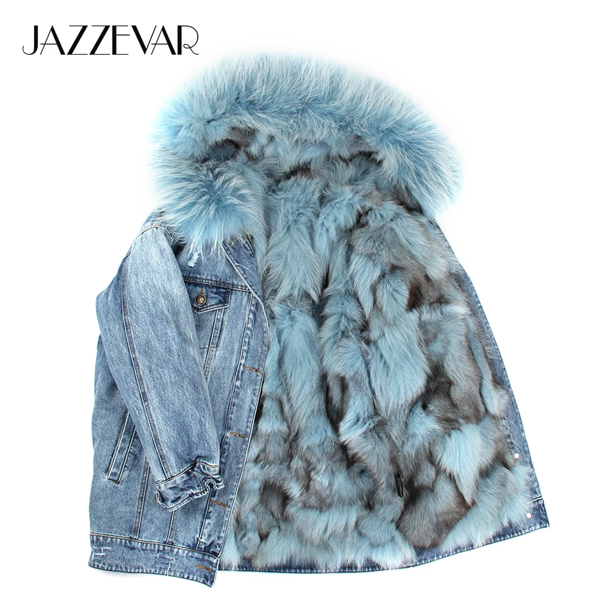 JAZZEVAR 2019 new winter High fashion street Woman denim fur coat Luxurious fox Fur lined parka Ladies Hooded jackets outerwear
JAZZEVAR 2019 new winter High fashion street Woman denim fur coat Luxurious fox Fur lined parka Ladies Hooded jackets outerwear