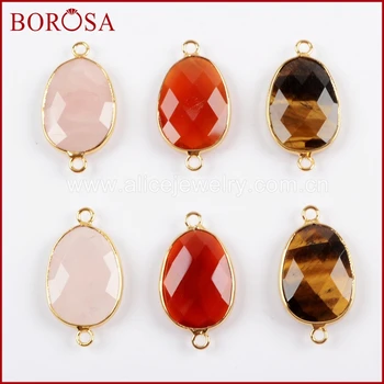 BOROSA 10PCS Gold Color Multi-kind Stone Faceted Connector Agates Quartz Druzy Double Charms Jewelry for Bracelet/Necklace G1640 
BOROSA 10PCS Gold Color Multi-kind Stone Faceted Connector Agates Quartz Druzy Double Charms Jewelry for Bracelet/Necklace G1640
