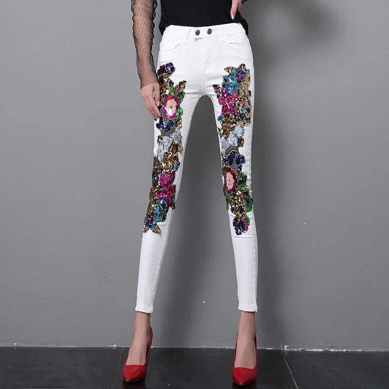 VXO 2019 Women Sequins White Denim Pants Slim All-match Basic Pencil Jeans Diamond Women Studded Pencil Feet Ankle-length Jeans
VXO 2019 Women Sequins White Denim Pants Slim All-match Basic Pencil Jeans Diamond Women Studded Pencil Feet Ankle-length Jeans
