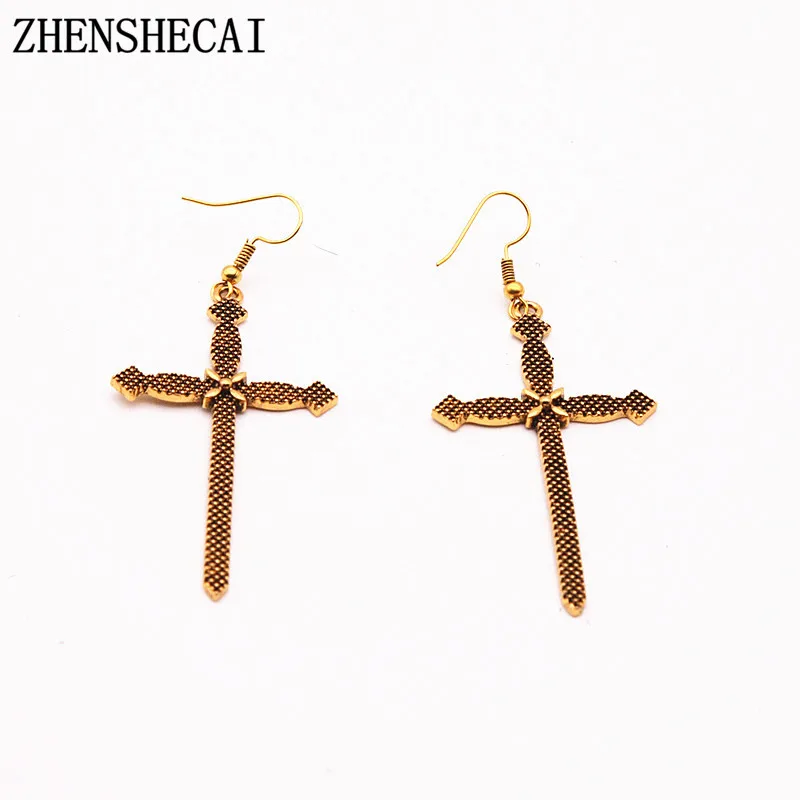 Punk Style Cross Earring Long Gold Color Simple design Bohemia women earring Wave point pattern Vintage jewelry wholesale e0423
Punk Style Cross Earring Long Gold Color Simple design Bohemia women earring Wave point pattern Vintage jewelry wholesale e0423