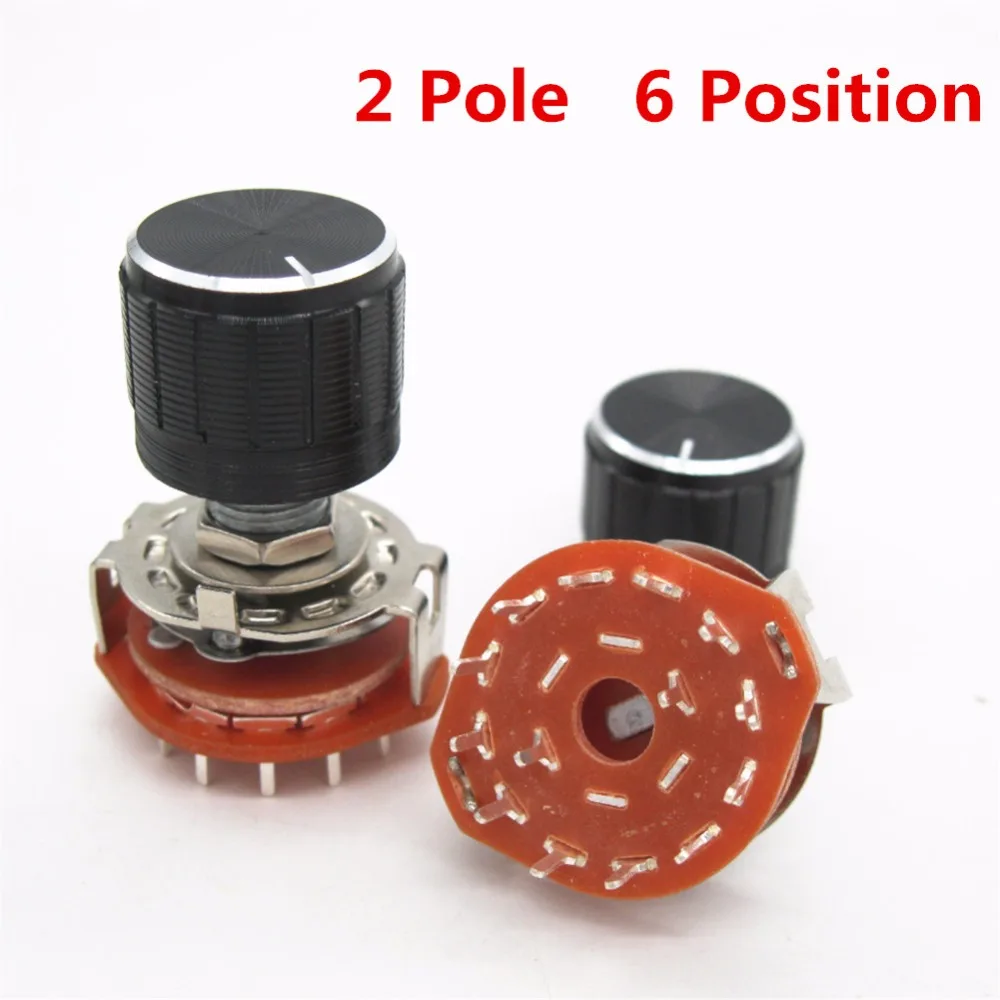 2pcs High-quality Shaft Panel Mount 2P6T Rotary Switch Selector Band 2 Pole Position 6 RS25 +2pcs black aluminium alloy knob
2pcs High-quality Shaft Panel Mount 2P6T Rotary Switch Selector Band 2 Pole Position 6 RS25 +2pcs black aluminium alloy knob