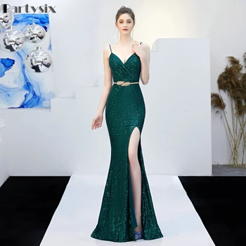 Partysix Women Sexy Split Long Evening Party Dress Strap Sequins Dress Green/Black/Navy/Gold/RED
Partysix Women Sexy Split Long Evening Party Dress Strap Sequins Dress Green/Black/Navy/Gold/RED