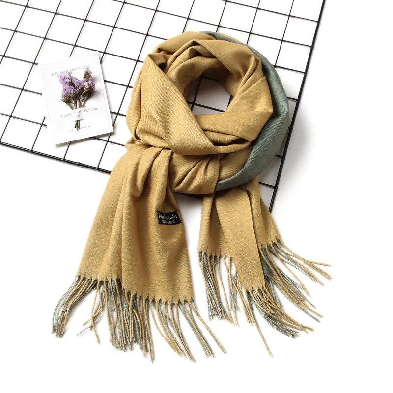 2017 new winter women scarf fashion solid double-side soft cashmere scarves shawls and wraps bandana female foulard Tassel 43