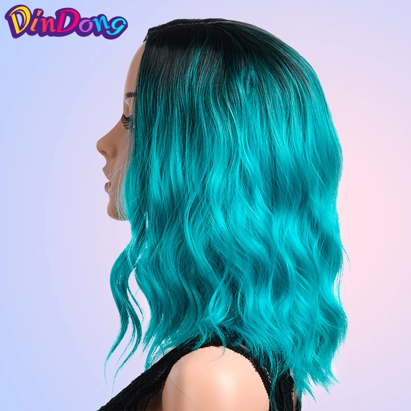 DinDong 14 inch Water Wavy Synthetic Wig Ombre Cyan Red Pink Wigs Short Curly Wig For Women's Heat Resistant Fiber Hair
DinDong 14 inch Water Wavy Synthetic Wig Ombre Cyan Red Pink Wigs Short Curly Wig For Women's Heat Resistant Fiber Hair