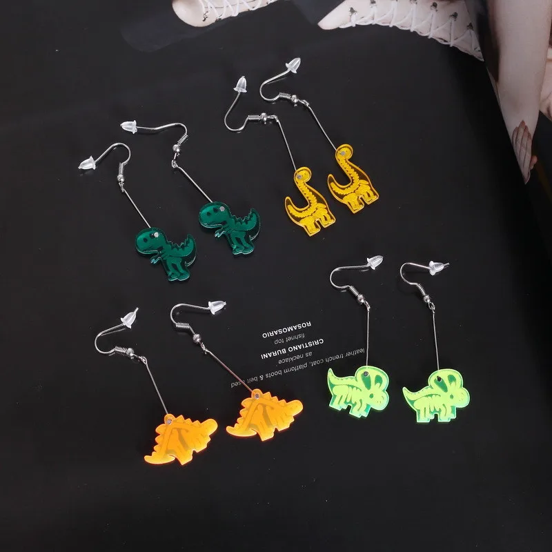 Фото High Grade Simple style Cute Cartoon Dinosaurs Acrylic Dangle Earrings For Women Girls Ear jewelry Birthday Gifts | Украшения и