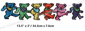 

13.5" XL Giant Large Grateful Dead Rainbow Dancing Bears Iron On Patches Music Band Rock Punk Embroidered badge rockabilly