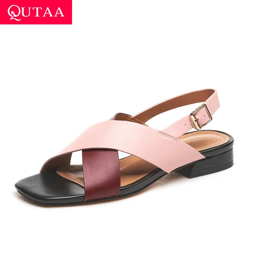 QUTAA 2019 Women Sandals Cow Leather Mixed Color Open-toed Cross Band Buckle Comfortable Low Heel Summer Ladies Shoes Size 34-39
QUTAA 2019 Women Sandals Cow Leather Mixed Color Open-toed Cross Band Buckle Comfortable Low Heel Summer Ladies Shoes Size 34-39