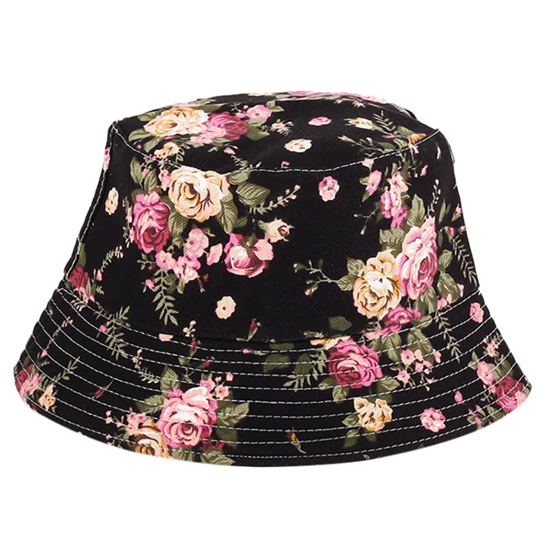  Men Women Bucket Hat Flower Print Cap 2018 Summer Hot Sale Flat Hat Fishing Boonie Bush Cap Outdoor Sunhat Wholesale #FM11 (11)