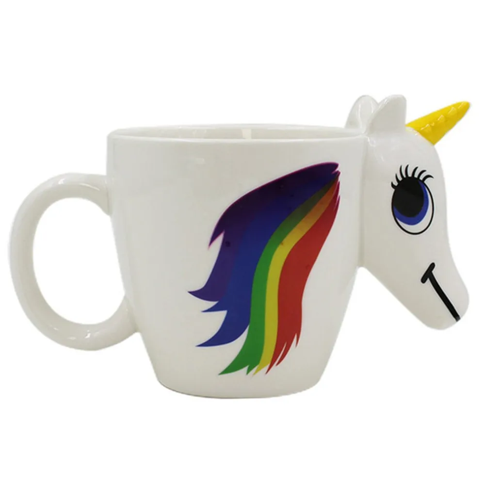 Cartoon Unicorn Mug Discoloration Cup 3D Ceramic Coffee Girl Creative Cute Gift color changing Magical Horse Cups | Дом и сад
