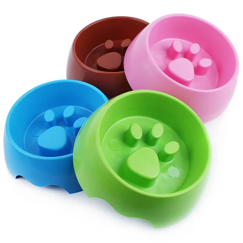 Image Raised Footprint Plastic Dog Bowl For Slow Feeder New Designs Anti Choke Bowl Suitable For Small Dog Cats Puppy