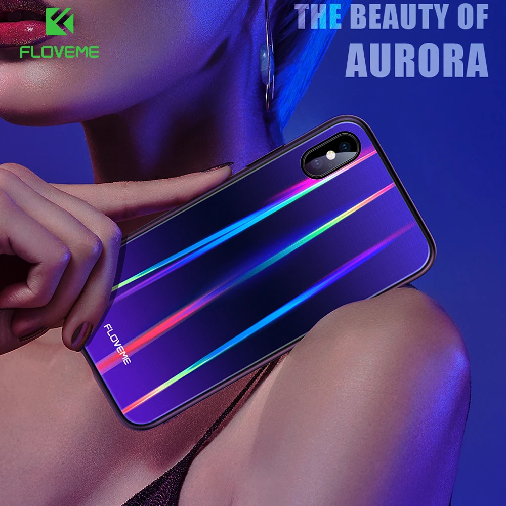 FLOVEME Aurora Luxury Phone Case For iPhone X 10 Tempered Glass Protective Case For iPhone X 7 8 Plus Silicone Edge Cover Capa
FLOVEME Aurora Luxury Phone Case For iPhone X 10 Tempered Glass Protective Case For iPhone X 7 8 Plus Silicone Edge Cover Capa