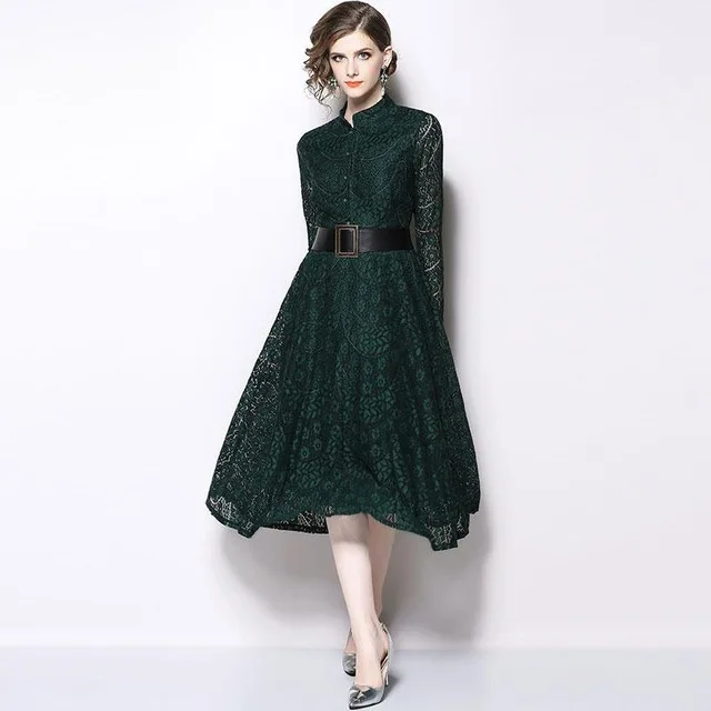 Luxury Lace Long Dress New Brand 2019 Spring Autumn Fashion Big Swing A-line Elegant Slim Women Casual Dresses Vestidos
Luxury Lace Long Dress New Brand 2019 Spring Autumn Fashion Big Swing A-line Elegant Slim Women Casual Dresses Vestidos