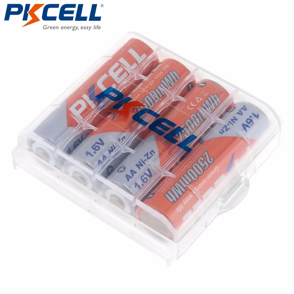 PKCELL 4 Pcs Ni-Zn 2500mWh Bateria AA Batteries 1.6V Nickel-Zinc AA Rechargeable Battery +1 Pcs Battery Storage Hard Case Boxes 
PKCELL 4 Pcs Ni-Zn 2500mWh Bateria AA Batteries 1.6V Nickel-Zinc AA Rechargeable Battery +1 Pcs Battery Storage Hard Case Boxes