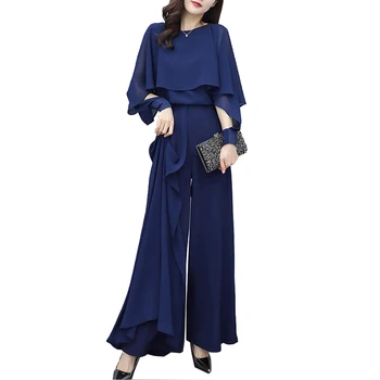 Fashion summer Two pieces sets women Chiffon Ruffle Long sleeve tops and High waist Wide leg pants Suit elegant female sets 2848
Fashion summer Two pieces sets women Chiffon Ruffle Long sleeve tops and High waist Wide leg pants Suit elegant female sets 2848