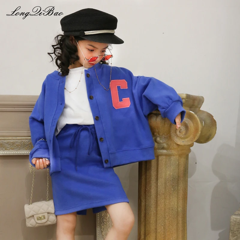 Girls Korean letter baseball uniform cardigan skirt Ocean suit 2019 spring new children's two-piece
Girls Korean letter baseball uniform cardigan skirt Ocean suit 2019 spring new children's two-piece