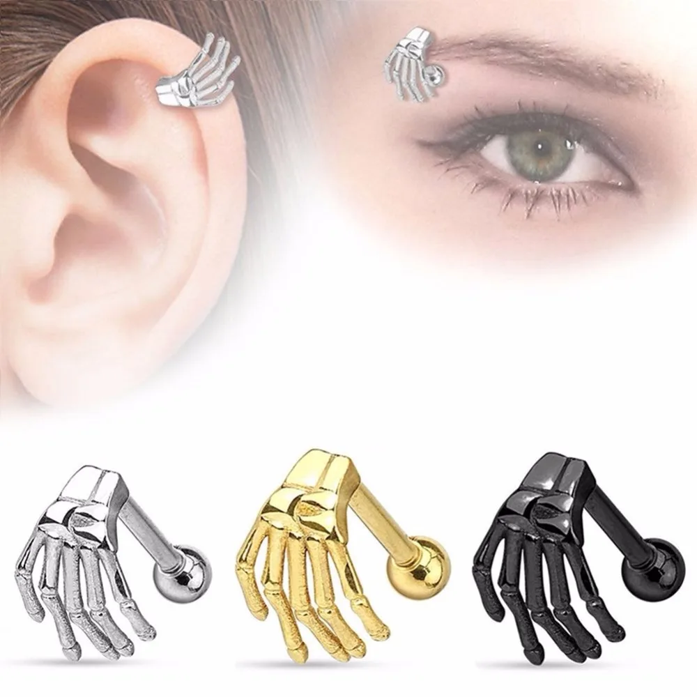 1 Pc Gothic Punk Stainless Steel Skeleton Hand Barbell Ear Cartilage Helix Ear Stud Bar Earring Piercing Jewelry #269248
1 Pc Gothic Punk Stainless Steel Skeleton Hand Barbell Ear Cartilage Helix Ear Stud Bar Earring Piercing Jewelry #269248