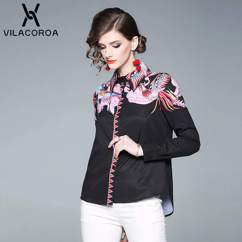 Spring Long Sleeve Lapel Fashion Phoenix Print Women's Blouse Black Button Commute Elegant Women's Shirt Streetwear Tops Blusas
Spring Long Sleeve Lapel Fashion Phoenix Print Women's Blouse Black Button Commute Elegant Women's Shirt Streetwear Tops Blusas