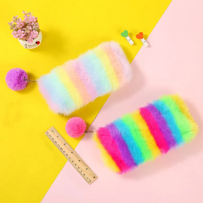 Kawaii Zipper Hair Ball Pen Bag Rainbow Plush Pencil Case Large Capacity Pencil Pouch Kids Girls Gift School Stationery Supplies
Kawaii Zipper Hair Ball Pen Bag Rainbow Plush Pencil Case Large Capacity Pencil Pouch Kids Girls Gift School Stationery Supplies