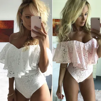 Women Bodysuits 2018 New Women Jumpsuit Romper Short Ruffled Off Shoulder Lace Bodycon Bodysuit Tops
Women Bodysuits 2018 New Women Jumpsuit Romper Short Ruffled Off Shoulder Lace Bodycon Bodysuit Tops