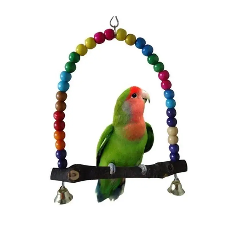Красочные деревянные качели птица игрушка клетка для попугая игрушки Lovebird Budgie