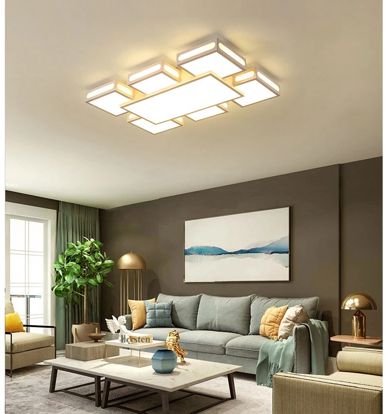 Modern Simple Acrylic LED Ceiling Lights Minimalist Rectangular Ceiling Chandelier Lights Lamp For Living Room Bedroom 220V (7)