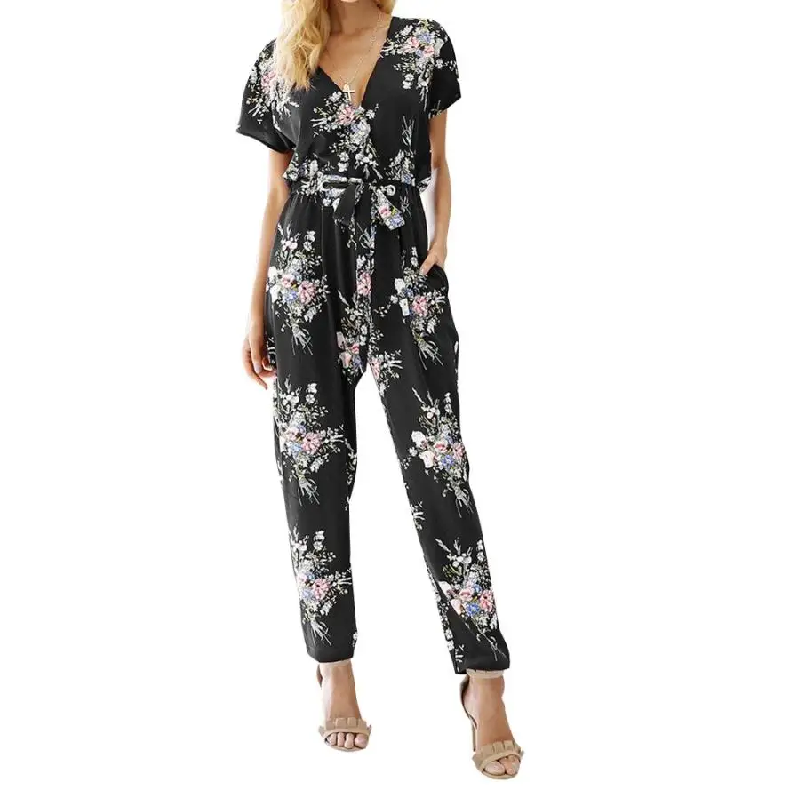 Women Floral Boho Workwear Jumpsuit Short Sleeve Casual Loose Belt Playsuit women's gloria jeans large sizes trousers C30815
Women Floral Boho Workwear Jumpsuit Short Sleeve Casual Loose Belt Playsuit women's gloria jeans large sizes trousers C30815