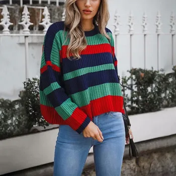 Female Colorful Striped Hollow Out Knitted Sweater Pullover Long Sleeve Casual Sweaters Autumn Winter Plus Size Jumper
Female Colorful Striped Hollow Out Knitted Sweater Pullover Long Sleeve Casual Sweaters Autumn Winter Plus Size Jumper