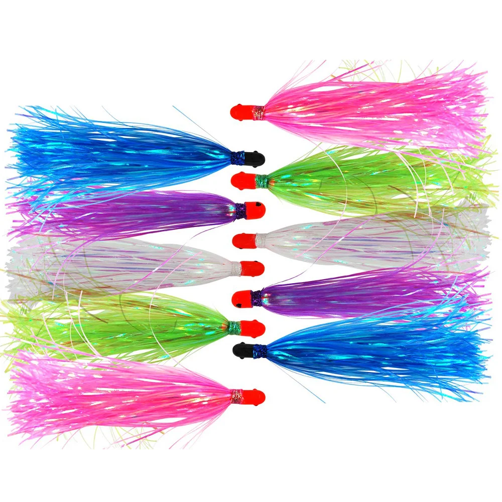 Shaddock 10Pcs/Bag Mylar Flash Teaser Tail Jig Head Fishing Lure Bait Bullet Head Flasher Skirt Lure For Fishing Accessories
Shaddock 10Pcs/Bag Mylar Flash Teaser Tail Jig Head Fishing Lure Bait Bullet Head Flasher Skirt Lure For Fishing Accessories