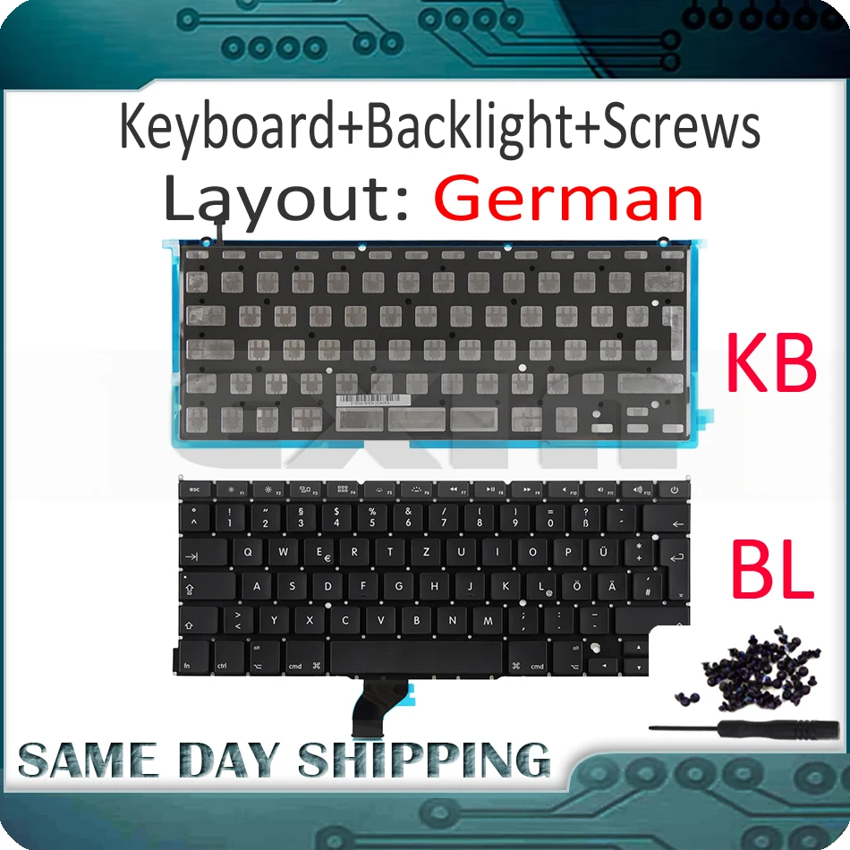 New for Macbook Pro Retina 13" A1502 German Germany DE GR Keyboard with Backlight Backlight +100Pcs Screws 2013 2014 2015 Years
New for Macbook Pro Retina 13" A1502 German Germany DE GR Keyboard with Backlight Backlight +100Pcs Screws 2013 2014 2015 Years