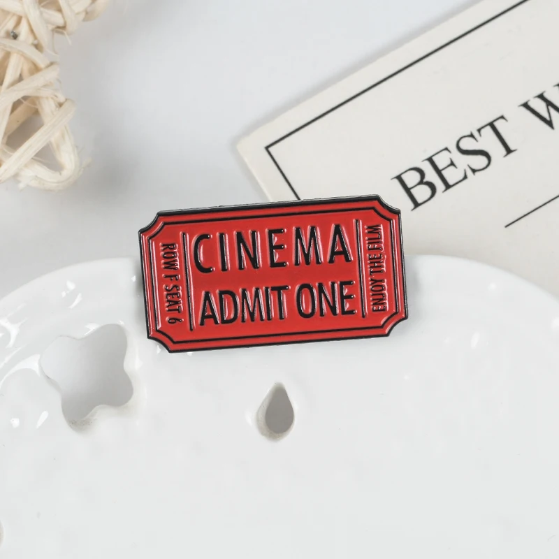 Movie Ticket enamel Pins Badges Red vintage Rectangle Printing Brooches Admit others Pin Denim Shirt Jewelry See cinema together
Movie Ticket enamel Pins Badges Red vintage Rectangle Printing Brooches Admit others Pin Denim Shirt Jewelry See cinema together