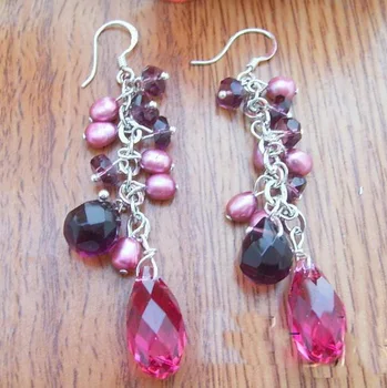 Elegant 100% Genuine Freshwater Pearl Dangle Earrings For Women,Handwork Purple Crystal Rice Pearl Jewellery
Elegant 100% Genuine Freshwater Pearl Dangle Earrings For Women,Handwork Purple Crystal Rice Pearl Jewellery