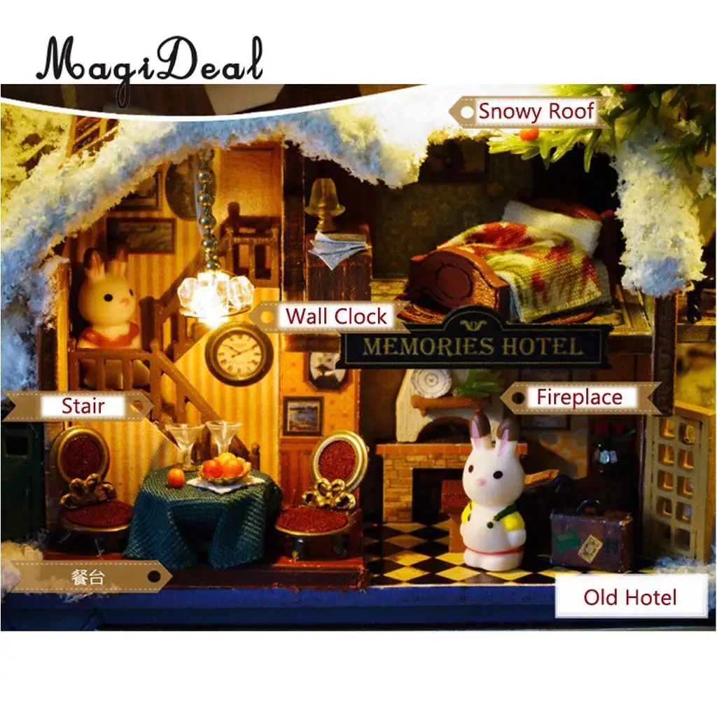 1Set DIY Handicraft Tin Box Wood Miniature Dollhouse Theatre Series for Room Home Desk Decor Novelty Friends Birthday Gift