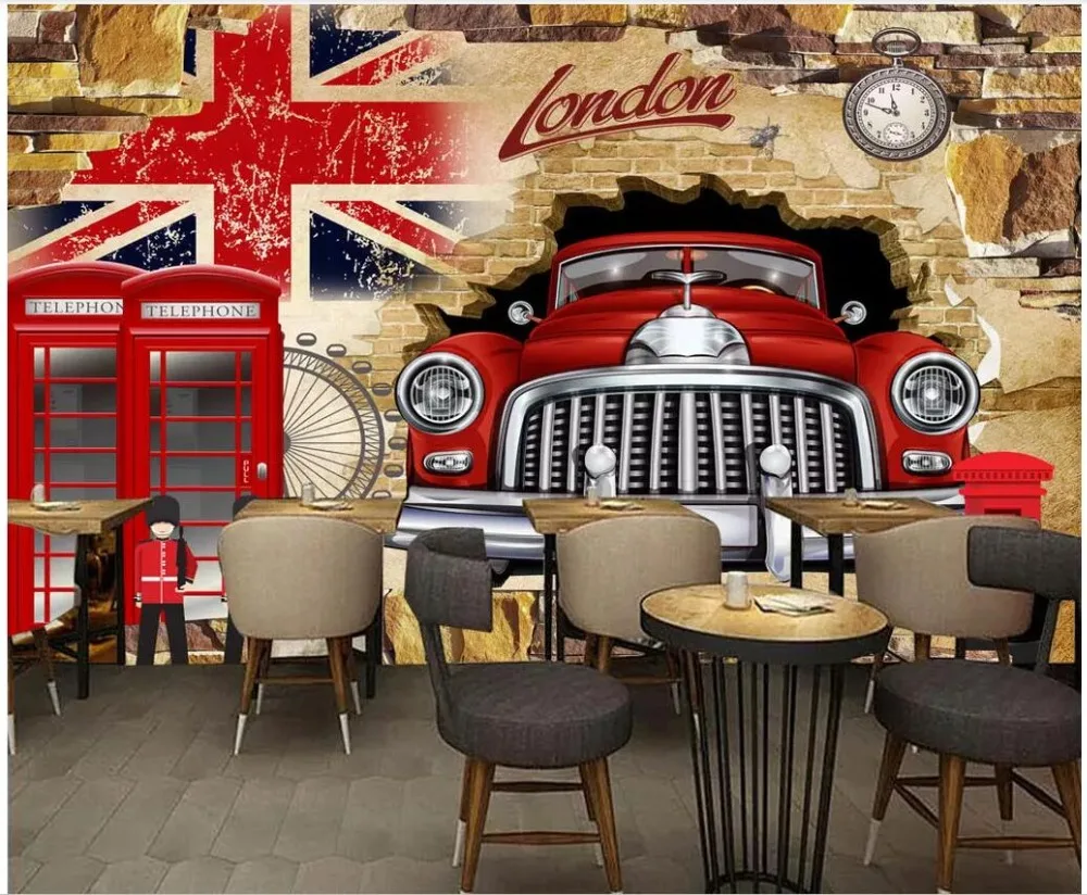 3d фотообои для стен с изображением Красного автомобиля домашнего декора