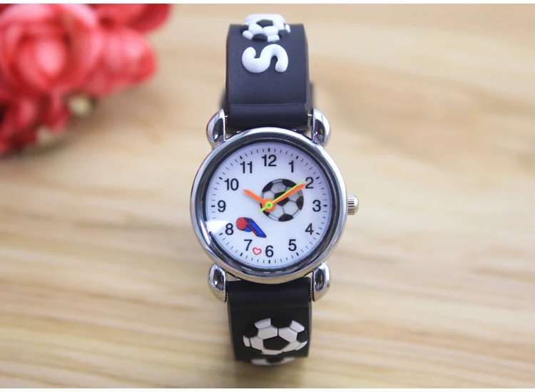 Новые модные силиконовые детские часы с 3D рисунком для футбола Детские кварцевые