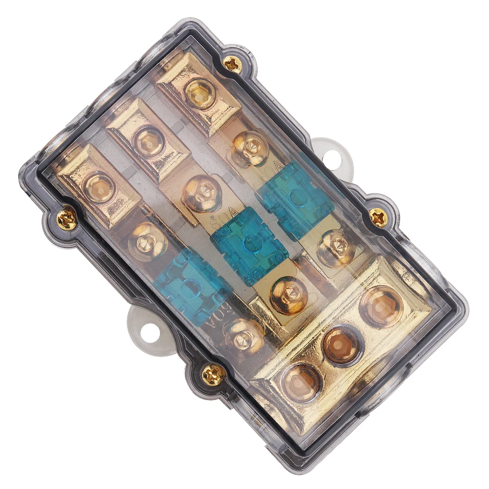 12V 60A 1 in 2 Ways Durable Copper Plated Car Stereo Audio Power Fuse Holder Suitable for Car / Boat / Vehicles / Audio
12V 60A 1 in 2 Ways Durable Copper Plated Car Stereo Audio Power Fuse Holder Suitable for Car / Boat / Vehicles / Audio