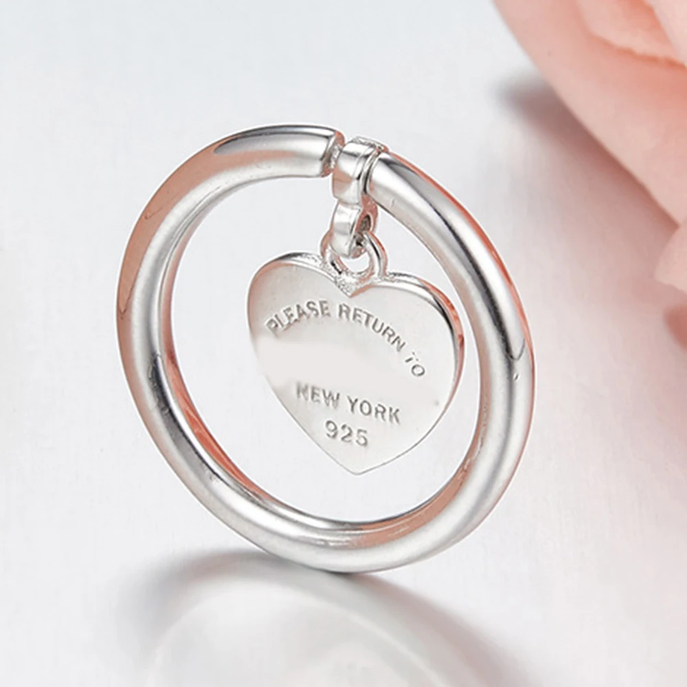 Solid 925 Silver Rings Accessories Wedding Ring Bands with Heart Engravable Custom rings Logo Charm Pendant Dangle Tag for Women
Solid 925 Silver Rings Accessories Wedding Ring Bands with Heart Engravable Custom rings Logo Charm Pendant Dangle Tag for Women