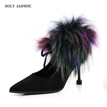 

2019 New Brand Luxury Designer Women Suede Pumps Sexy Fetish High Heel Fur Nude Heels Scarpin Feminino Salto Alto Fashion Shoes