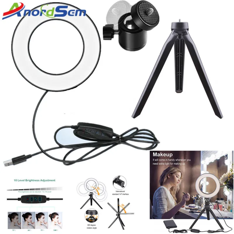 DSLR Photographic Studio Selfie Ring Light 3200K-5500K With Camera Photo Dimmable LED Lighting With USB Cable And Mini Tripod
DSLR Photographic Studio Selfie Ring Light 3200K-5500K With Camera Photo Dimmable LED Lighting With USB Cable And Mini Tripod