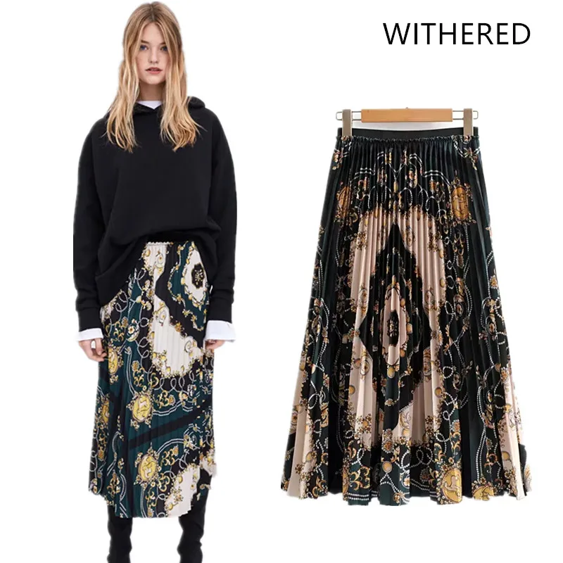 Withered 2018 BTS skirt women england style pleated print elastic waist natural mid-calf skirts womens plus size 1022
Withered 2018 BTS skirt women england style pleated print elastic waist natural mid-calf skirts womens plus size 1022