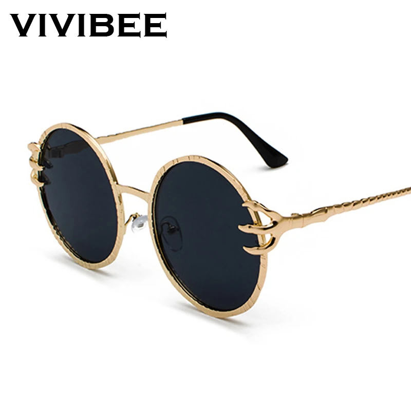 VIVIBEE Skull Claw Round Sunglasses for Women Fishion 2020 Trending Product Gothic Sun Glasses Gold Metal Frame Shades
VIVIBEE Skull Claw Round Sunglasses for Women Fishion 2020 Trending Product Gothic Sun Glasses Gold Metal Frame Shades